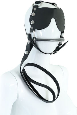 Kiotos Leather Head Harness Eye Patch Leash Black