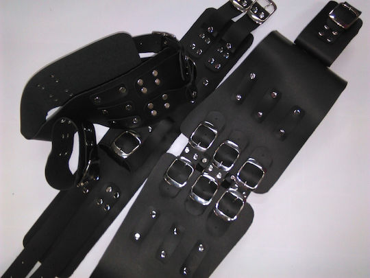 Комплект за Връзване на Тяло с Крайници BDSM Комплект за кожено робство с колан и каишки за крака