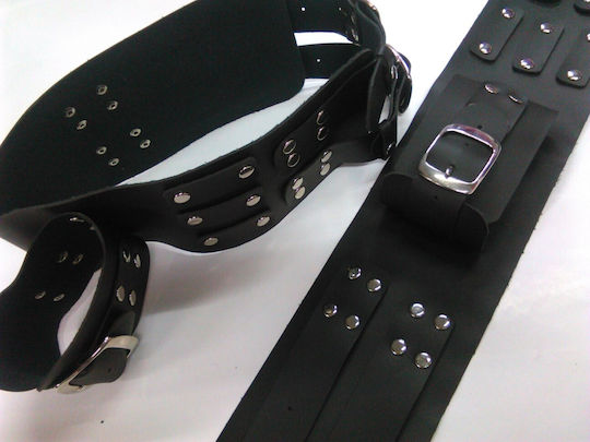 Комплект за Връзване на Тяло с Крайници BDSM Комплект за кожено робство с колан и каишки за крака