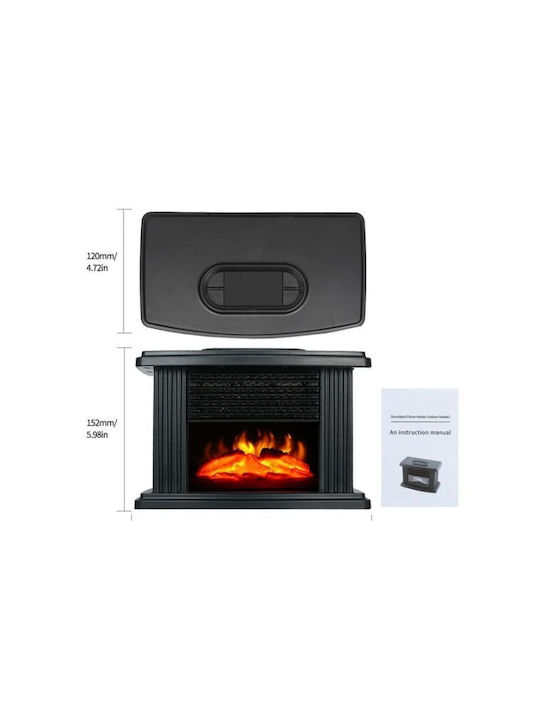TS2613 Επιτοίχιο Ηλεκτρικό Τζάκι 1000W 22x15cm Μαύρο