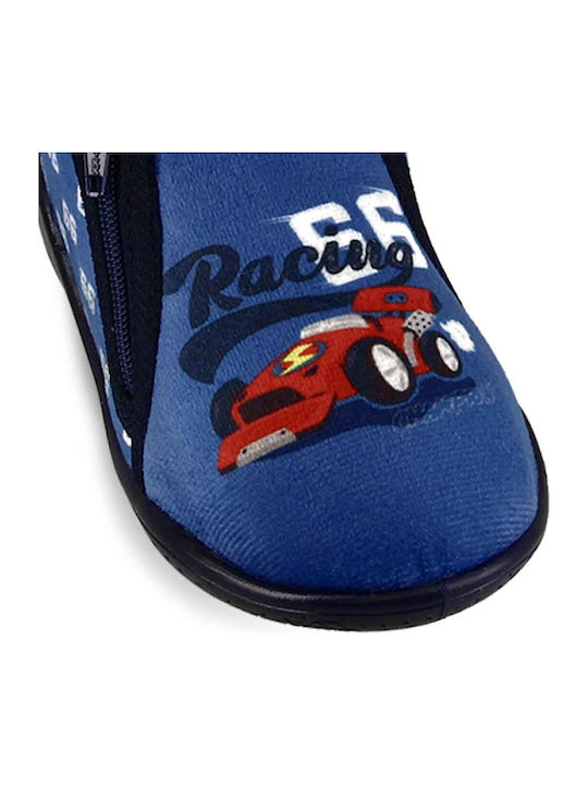 Kids Slippers Boots Blue Cars