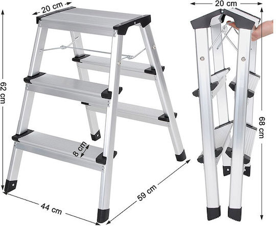 Songmics Step Ladder Aluminum 3 Stair 62cm