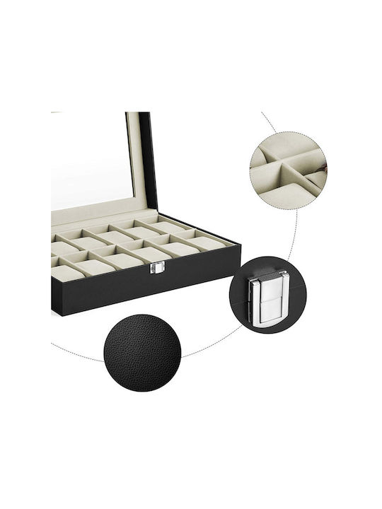Songmics Watch Case for 12 Watches Black JWB12BE