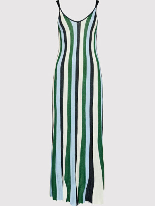 Ferroty Summer Midi Knitted Dress Blue/Green/White