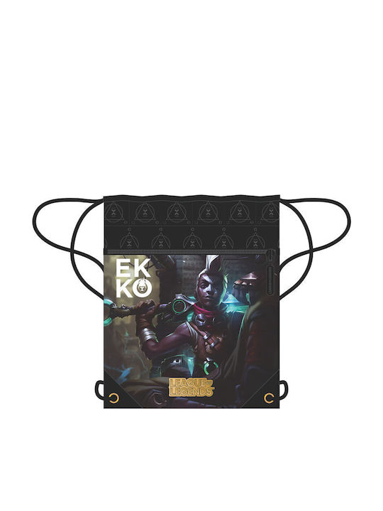 Gim League of Legends Ekko Παιδική Τσάντα Πουγκί Μαύρη 45εκ.