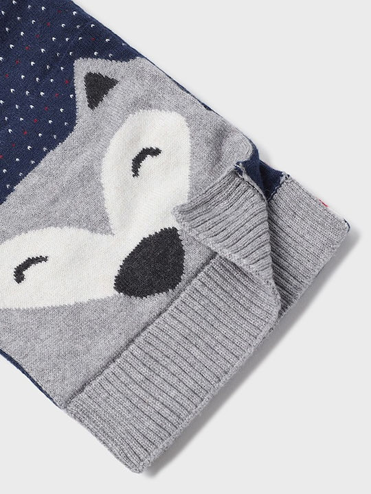 Kids Beanie Set with Scarf Knitted Navy Blue