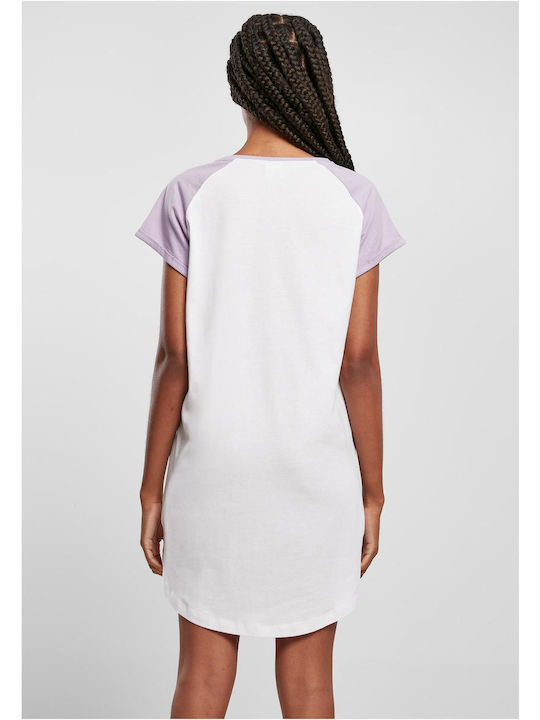Urban Classics Sommer Mini T-Shirt Kleid White/Lilac