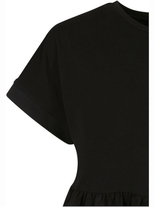Rochii De Vară Pentru Femei Mini Tricou Rochie Cu Volane Neagră