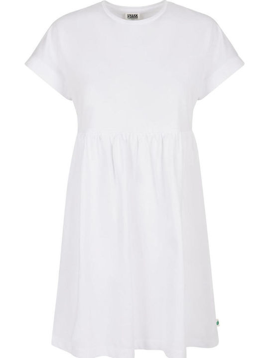 Sommer Mini T-Shirt Damenkleid mit Rüschen Kapuze Weiß