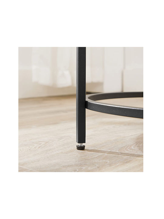 Round Black Glass Side Coffee Table W50xL50xH55cm