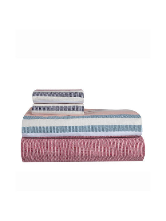 Kentia Sheet Sets Single 160x270cm. Jamal 18 Bordeaux - Dusty Pink - Beige - Green 3pcs