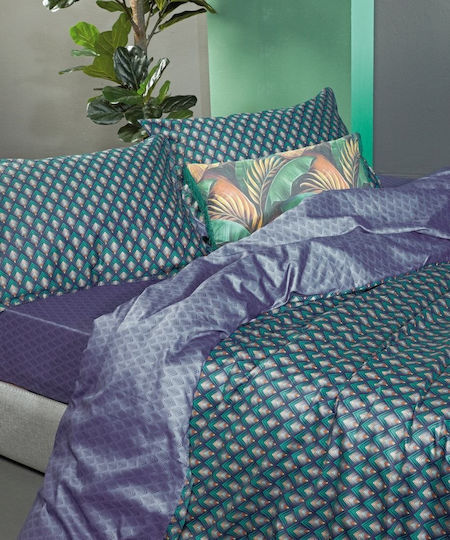 Kentia Cotton Duvet Cover Set 220x240cm Super King with 2 Pillowcases Ladon 02