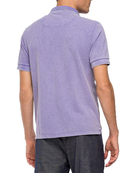 Replay Men's Short Sleeve Blouse Polo Purple