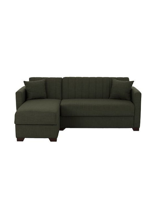 Ghufran Corner Couch Bed with Reversible Angle & Storage Space Dark Olive 200x133x77 cm