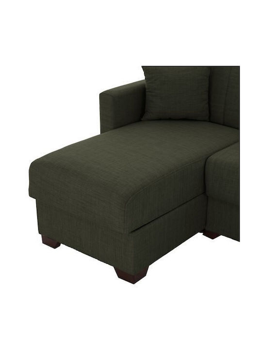 Ghufran Corner Couch Bed with Reversible Angle & Storage Space Dark Olive 200x133x77 cm