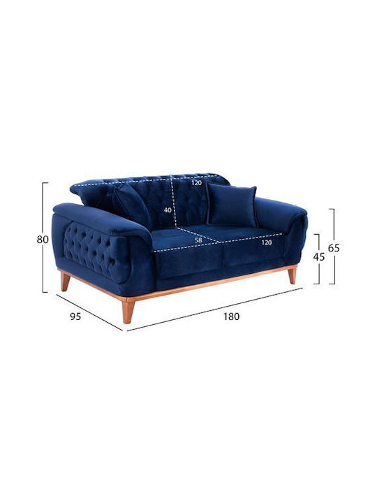 Bennington Two-Seater Couch Bed Blue 180x95x80 cm