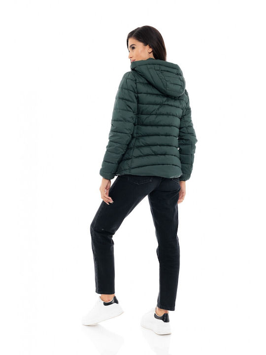 Biston Scurt Jachetă de femei Puffer pentru iarnă Verde