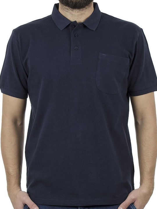 Double S Men's Short Sleeve Blouse Polo Navy