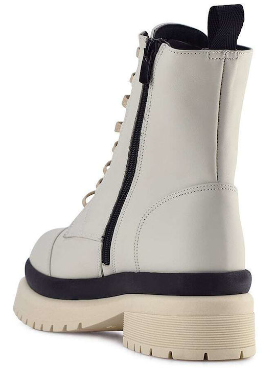 Leder Stiefeletten Damen Beige