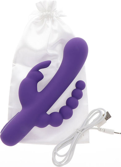ToyJoy Triple Pleasure Vibrator Δονητής Rabbit 22cm Μωβ