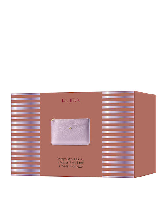 Pupa Vamp! Set De Machiaj Pentru Ochi Cu Geantă De Toaletă Sexy Lashes Negru 3 Bucăți