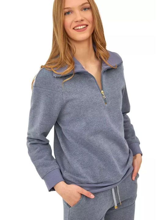 Harmony Winter Damen Pyjama-Set Baumwolle Blau