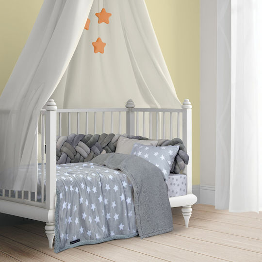 Das Home Κουβέρτα Αγκαλιάς & Λίκνου Fleece Γκρι 80x110εκ.