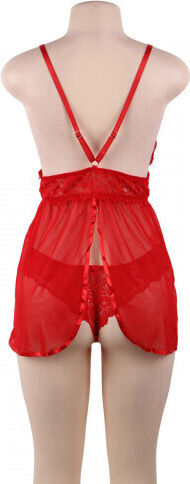 CyprusLoveShop Love Me Mesh Chemise With Lace String Red