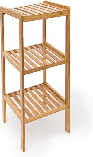 Relaxdays 10013496 Boden Badezimmerregal Bamboo mit 3 Regalböden 33x33x79cm Braun
