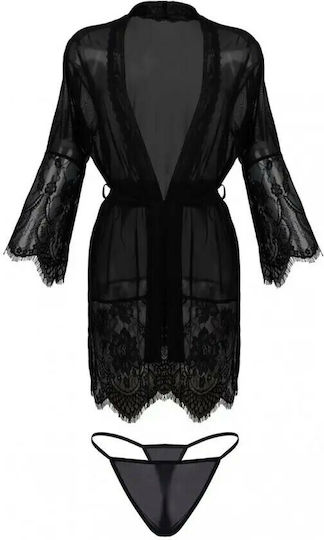 Dkaren Anette Sexy Ρόμπα Babydoll & Thong Black