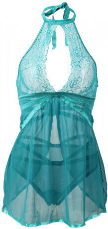 CyprusLoveShop Sensual Babydoll With Thong Set Sexy Babydoll Green