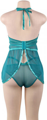 CyprusLoveShop Sensual Babydoll With Thong Set Sexy Babydoll Green
