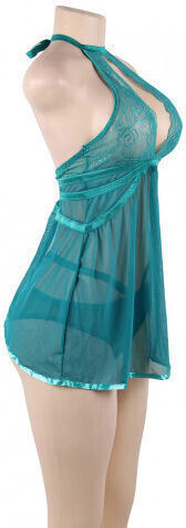 CyprusLoveShop Sensual Babydoll With Thong Set Sexy Babydoll Green