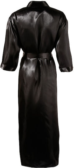 Cottelli Collection Long Satin Kimono Sexy Ρόμπα Black