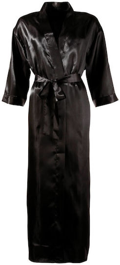 Cottelli Collection Long Satin Kimono Sexy Ρόμπα Black