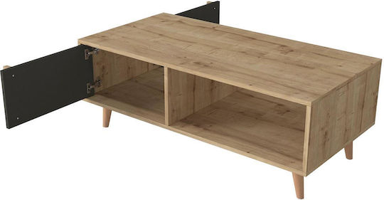 Rectangular Central Coffee Table Andros Wooden Natural / Anthracite W120xL60xH45cm