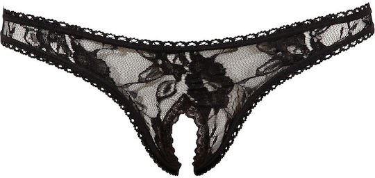 Cottelli Collection Crotchless String Женски Секси Прашка с отворена пикантност Black