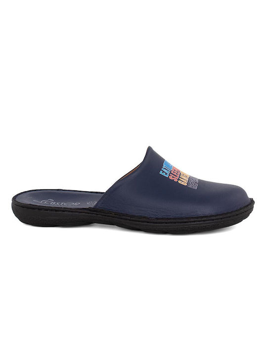 Castor Anatomic Men's Leather Slippers Blue