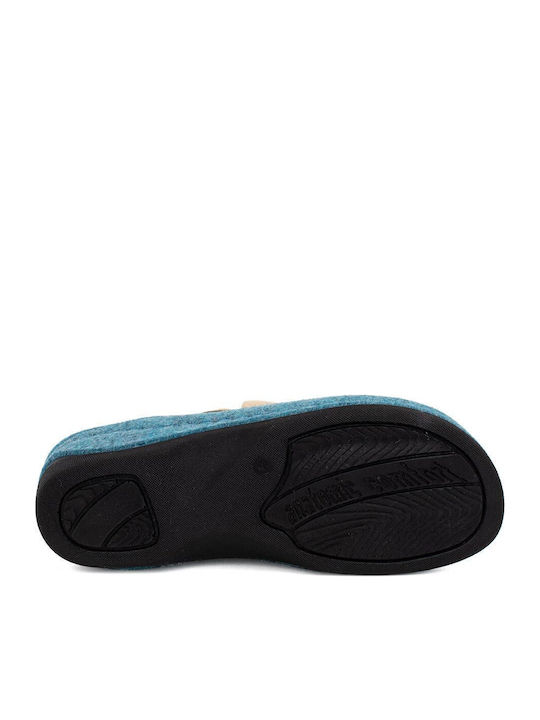 Anatomical Leather Women's Slippers Light Blue