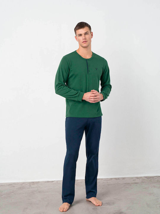 Vamp Men's Winter Cotton Pajamas Set Green Hunter