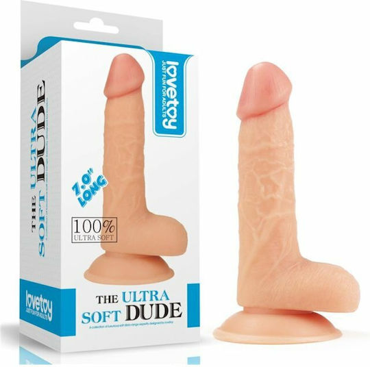 Lovetoy Ultra Soft Dude Ρεαλιστικό Dildo με Όρχεις και Βεντούζα Flesh 22cm