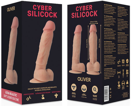 Cyber Silicock Cyber Silicock Oliver Ρεαλιστικό Dildo με Όρχεις και Βεντούζα Flesh 19cm