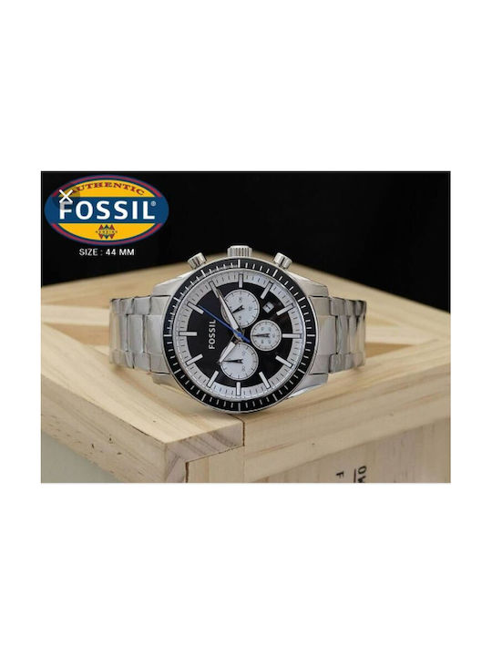 Fossil Watch Chronograph Battery with Silver Metal Bracelet BQ1256