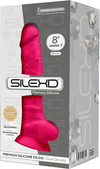 SilexD Dual Density Model 1 Glass Dildo with Balls and Suction Cup Pink 20cm
