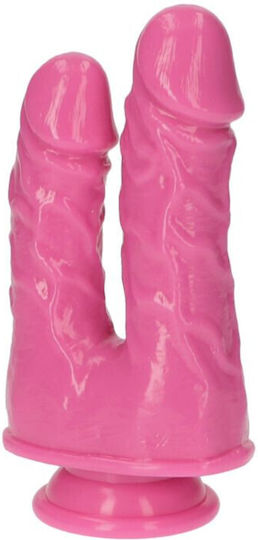 Toyz4lovers Double Dildo Caino E Abele Двойно дилдо Със смукателна чашка Розов 15.5см