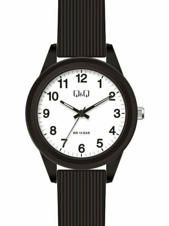 Q&Q Γυναικείο Ρολόι 32mm Μπαταρίας με Μαύρο Καουτσούκ Λουράκι