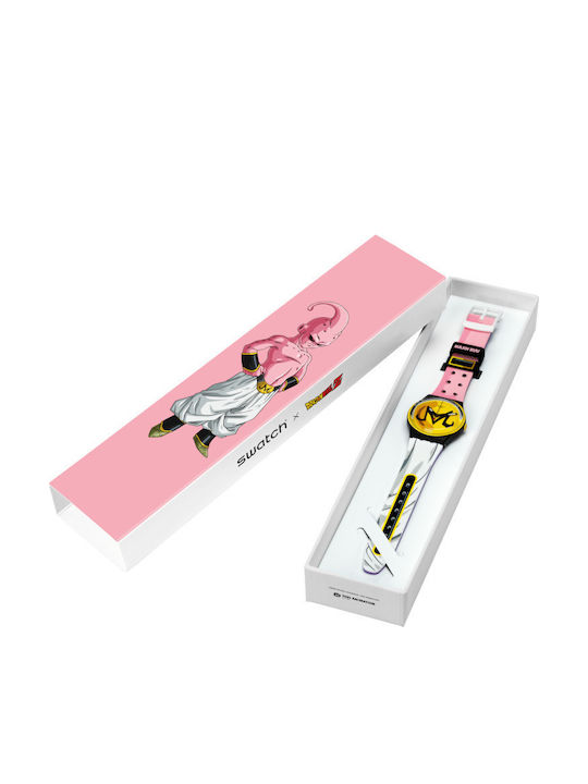 Swatch Dragonball Z Majin Buu Γυναικείο Ρολόι 34mm Μπαταρίας με Καουτσούκ Λουράκι
