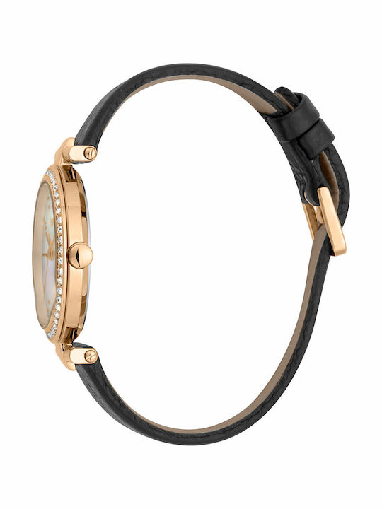 Esprit Γυναικείο Ρολόι 34mm Μπαταρίας με Μαύρο Δερμάτινο Λουράκι