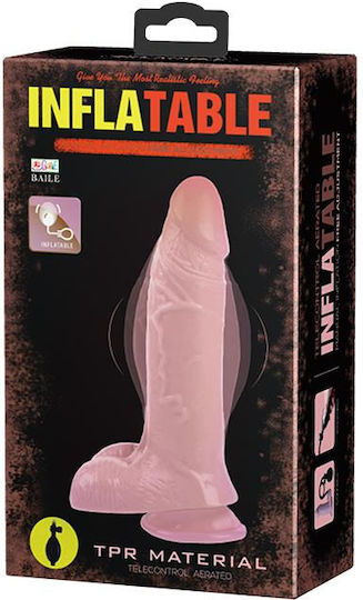 Baile Dildo with Pump Реалистично дилдо Inflatable с Топки и Вендуза Телесен 19см