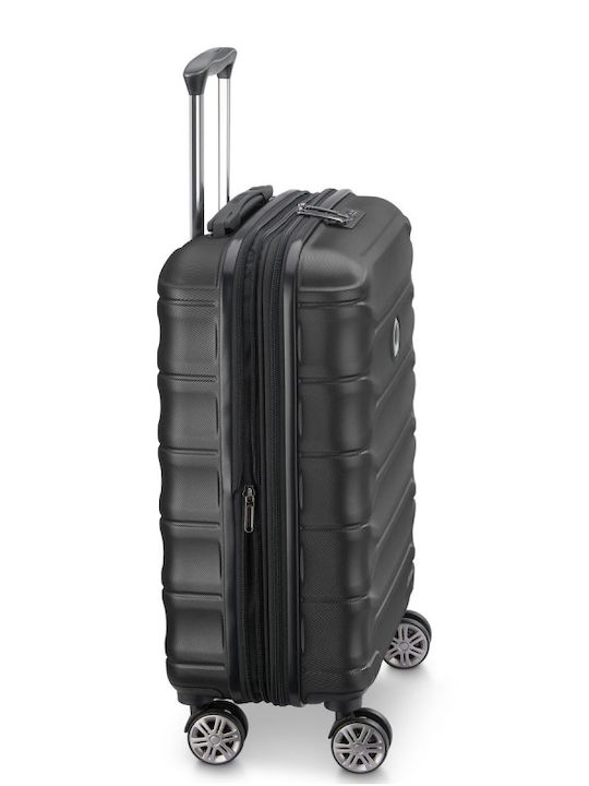 Delsey Meteor Куфар За Пътуване Кабинен Твърд Черен С 4 Колела Височина 55см
